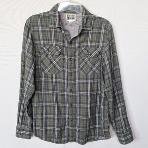 Converse Men's Green Plaid Longsleeve Button Down